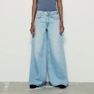 Zara Light Blue Flare & Wide Leg Jeans